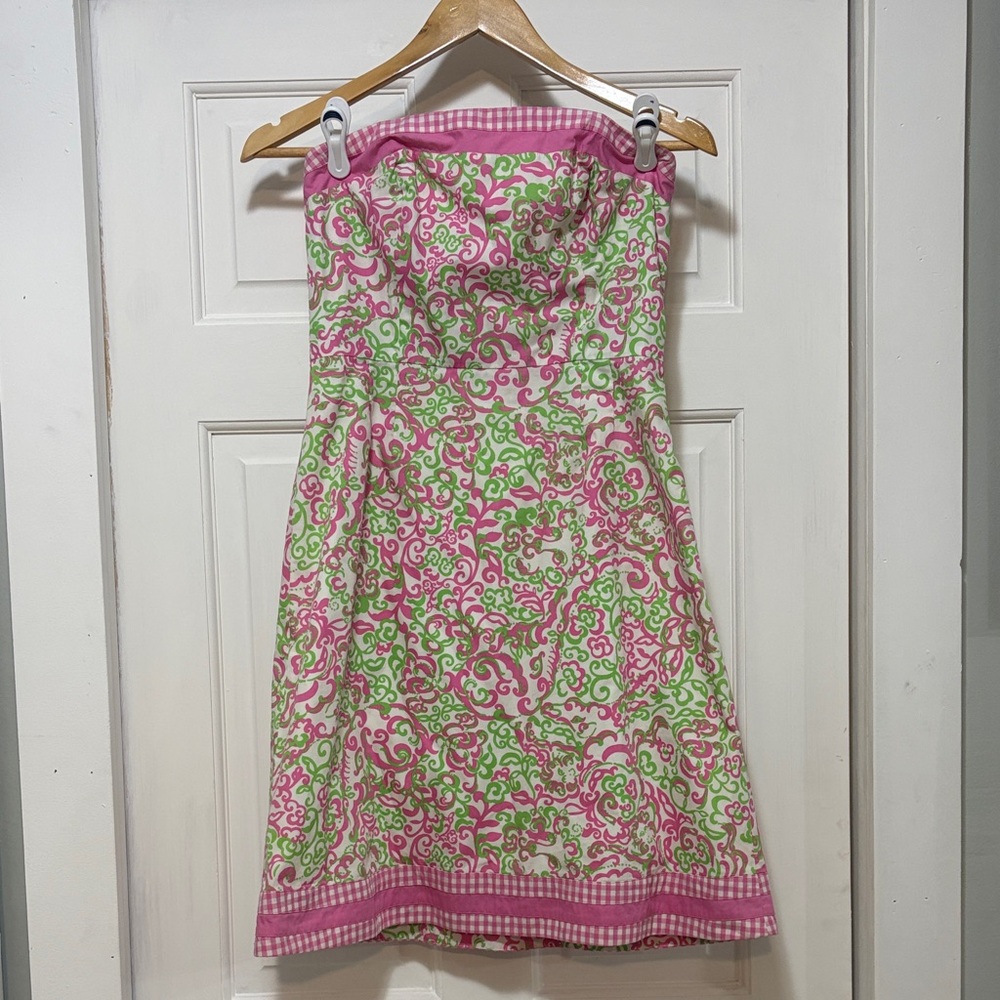 Lilly Pulitzer Strapless Dress - Pink and Green Pattern